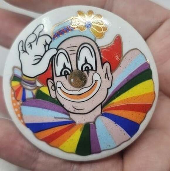 Vintage Trippies Inc. 90's Porcelain Trinket Keepsake Box Clown 2" New - Picture 3 of 8